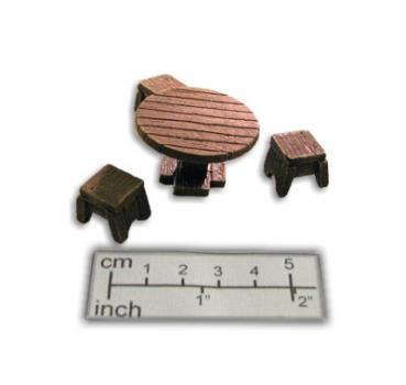 Tisch (Rund) mit 3 Hocker